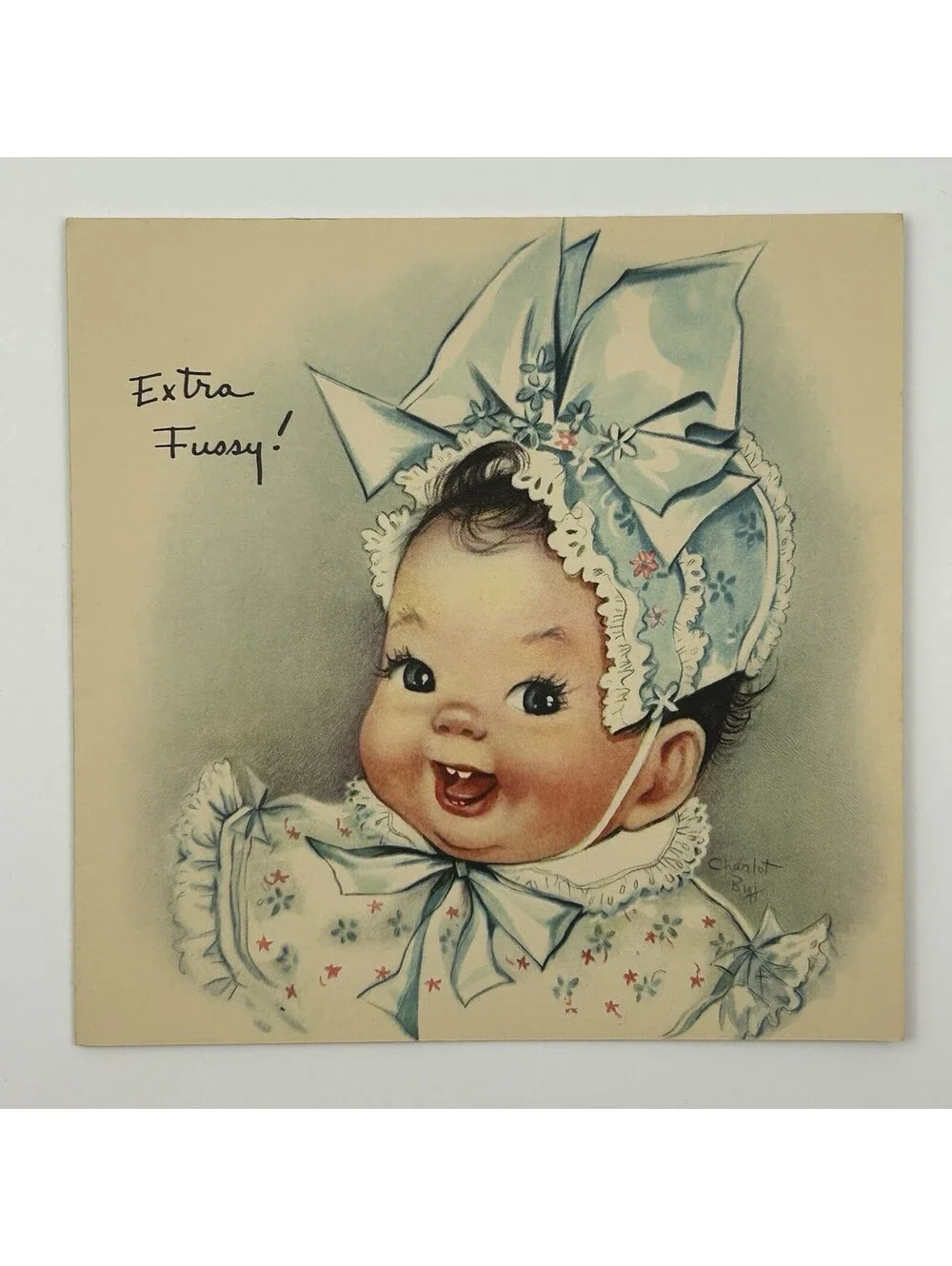 Vintage Charlot Byj Extra Fussy Baby Birthday Card Unused Mid Century 1950s  N-2